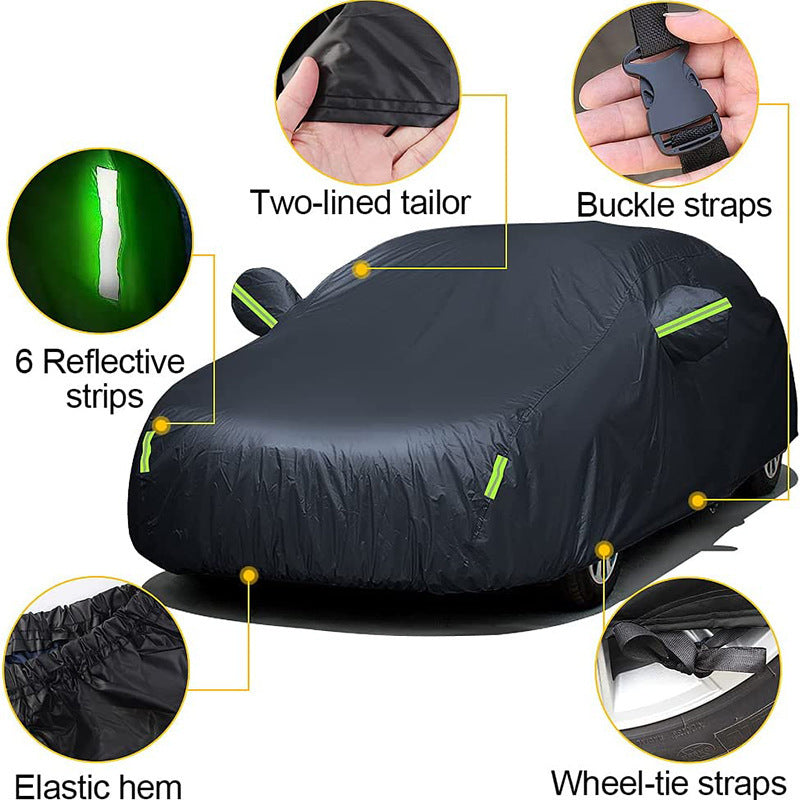 Oxford Cloth Fleece-Lined Car Sunshade Thickened Aluminum Foil Car Cover for UV Protection, Waterproof & Heat Insulation