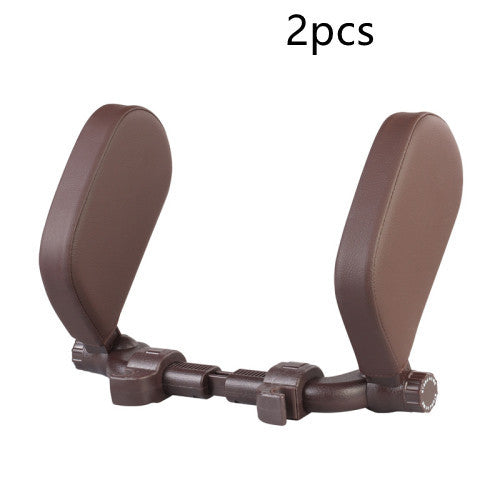Adjustable Car Headrest Pillow | PU Leather Neck Support Cushion for Travel | Universal Soft Car Seat Sleep Headrest