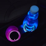 Colorful LED Car Cup Holder Coaster Solar & USB Charging Non-Slip Light-Up Ambient Car Interior Atmosphere Light