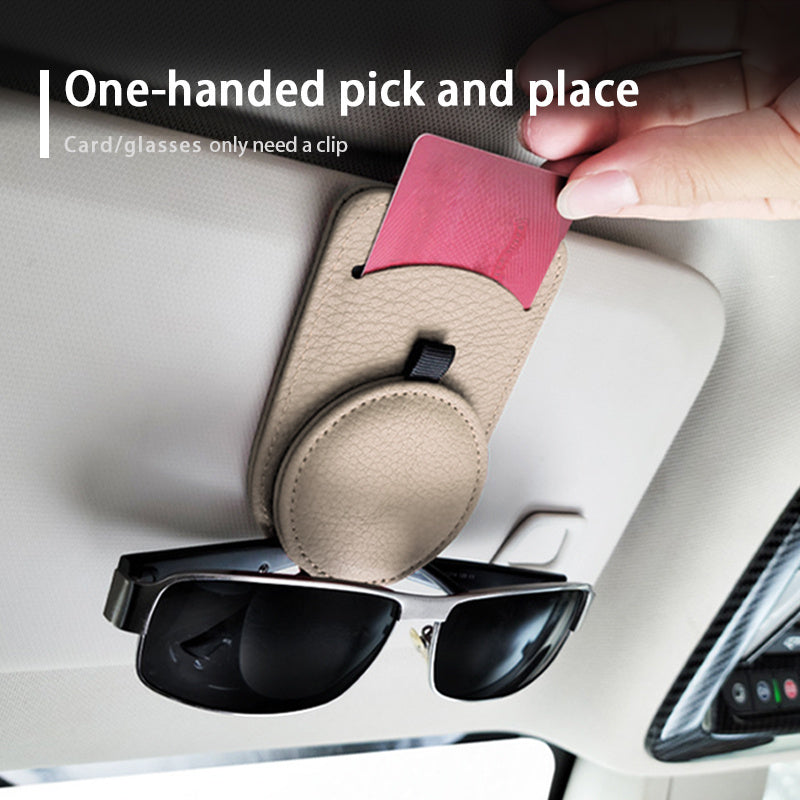 Car Glasses Holder Universal Sun Visor Sunglasses Clip & Card Holder Auto Interior Organizer
