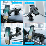 Long Rod Telescopic Car Phone Holder Dashboard Suction Cup Mount 360° Adjustable Car Mobile Stand