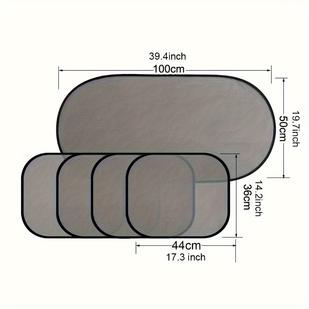 Side Window Sunshade Pack of 5 Mesh Car Shades for UV Protection, Cool Interior, Universal Fit for Car, Truck, SUV, Van