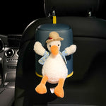 Cute Astronaut Car Trash Can Mini Press-Lid Garbage Bin for Center Console Space-Themed Car Accessories