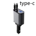 100W Metal Car Charger Super Fast Charging USB & Type-C Cigarette Lighter Adapter with Retractable Cable