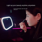 Car Makeup Mirror with LED Lights Rechargeable Vanity Mirror for Cars Stepless Dimming Beauty Mirror