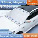 9 Magnetic Car Windscreen Cover Frost, Ice, Snow & UV Protection, Windshield & Mirror Protector, Easy Install, Universal Fit