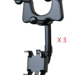 Rearview Mirror Phone Holder for Car – 360° Rotatable & Retractable Universal Car Mobile Mount, Stable & Safe Hands-Free Navigation