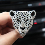 Rhinestone Leopard Head Car Perfume Clip Air Vent Decoration Creative Car Ornament with Lemon, Ocean, Lavender & More