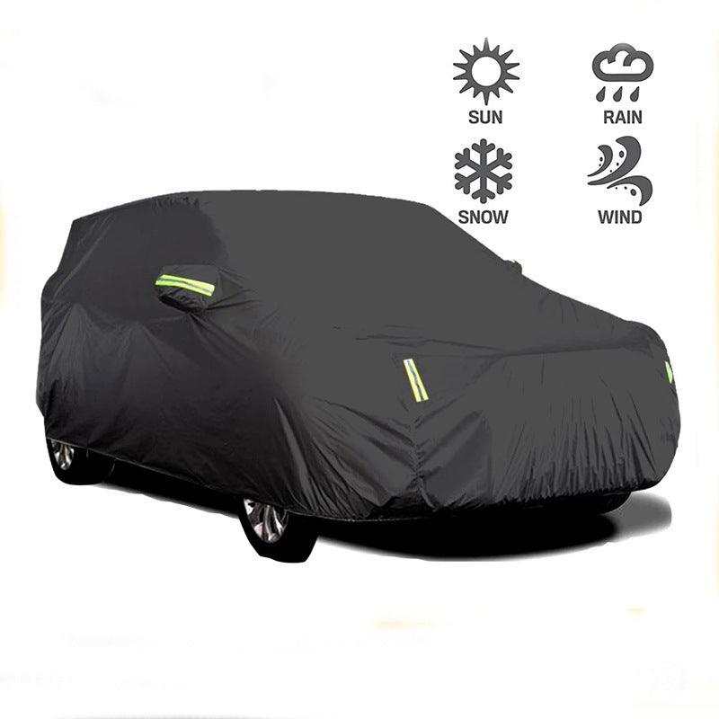 Oxford Cloth Fleece-Lined Car Sunshade Thickened Aluminum Foil Car Cover for UV Protection, Waterproof & Heat Insulation