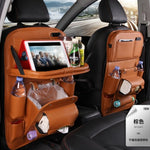 PU Leather Car Seat Organizer – Multifunction Back Seat Storage Bag with Tray, Tissue Box & Trash Can