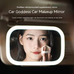 Car Makeup Mirror with LED Lights Rechargeable Vanity Mirror for Cars Stepless Dimming Beauty Mirror