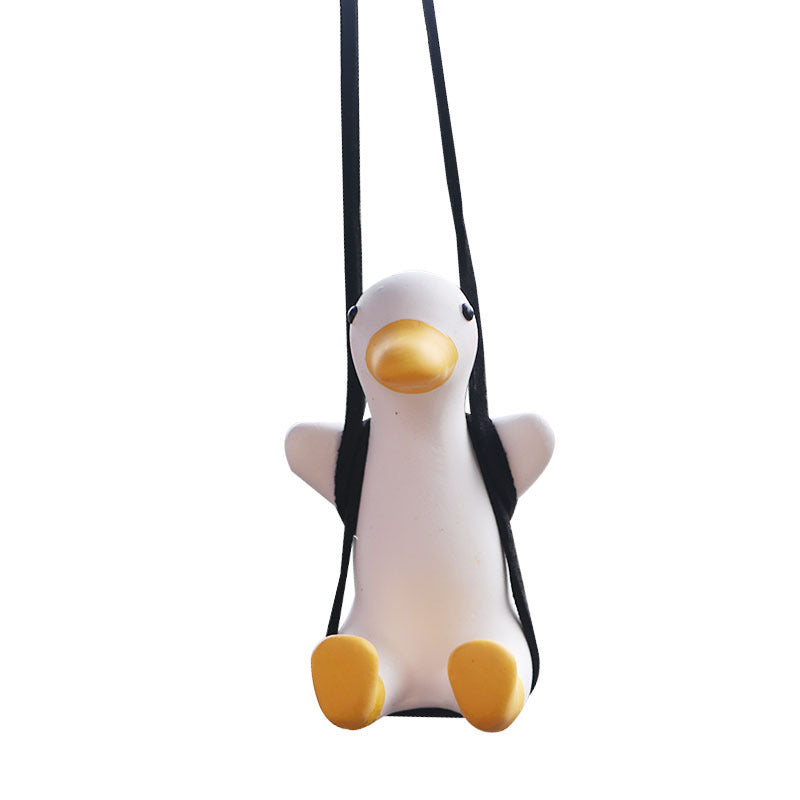 Cute Duck Car Pendant – Anime Swing Rearview Mirror Ornament | Adorable Interior Decoration & Gift for Girls