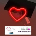 Triangle Window Neon Heart Light Car Interior LED Decoration Romantic Glow Auto Accessories