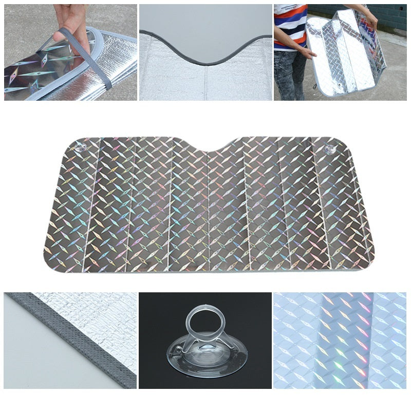 Laser Car Sunshade Light Board Aluminum Sun Block, UV Protection, Heat Insulator for Hatchback, Sedan & SUV