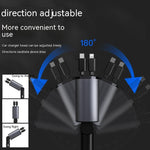 100W Metal Car Charger Super Fast Charging USB & Type-C Cigarette Lighter Adapter with Retractable Cable