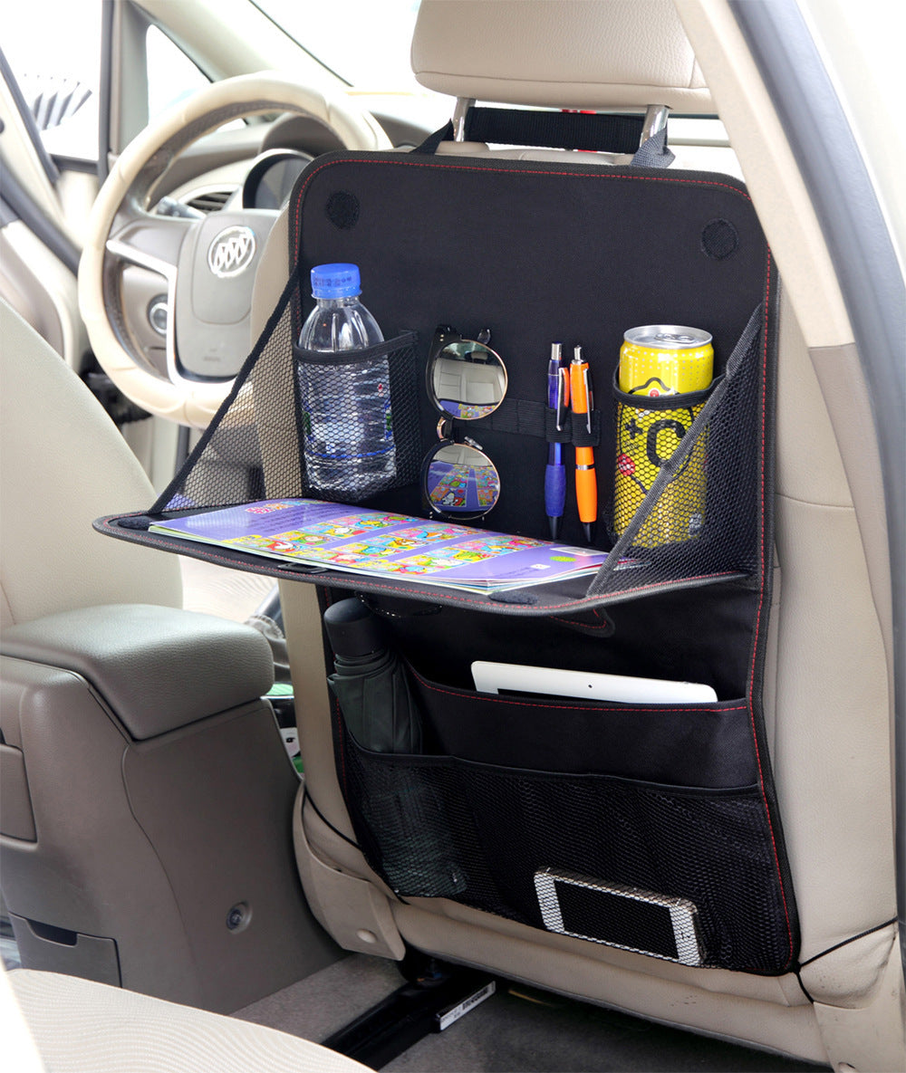 Car Seat Back Organizer with Foldable Dining Tray | Multi-Pocket Car Storage Bag | Travel Car Interior Accessories