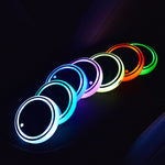 Colorful LED Car Cup Holder Coaster Solar & USB Charging Non-Slip Light-Up Ambient Car Interior Atmosphere Light